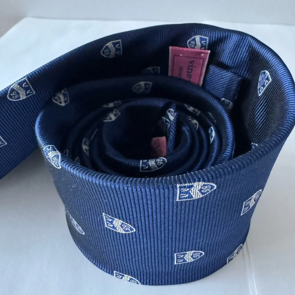 Vineyard Vines Navy Blue Kids Tie with Shield Pattern